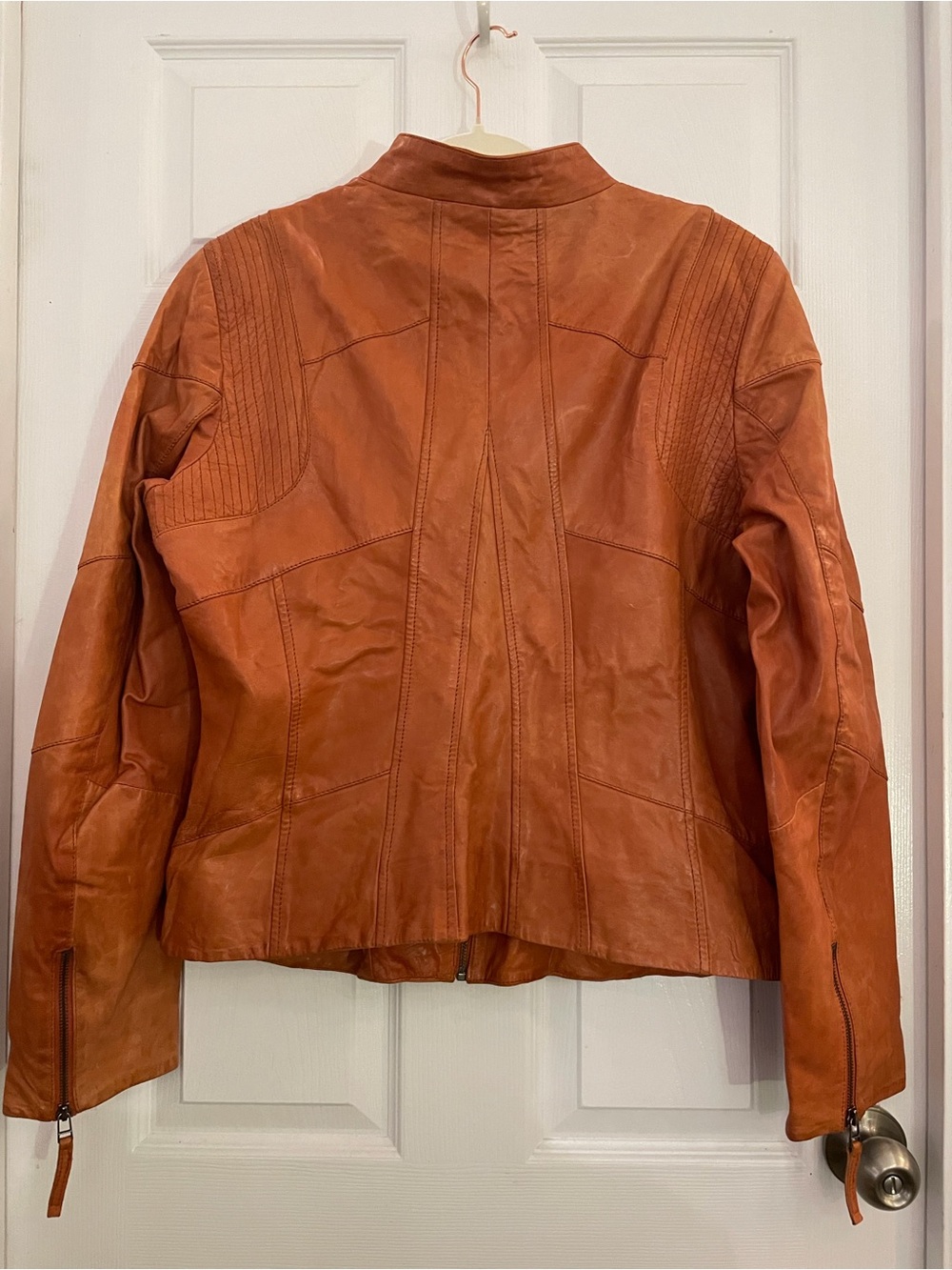 Danier Women’s XL Leather Moto Jacket - Rust Orange - Picture 9 of 10